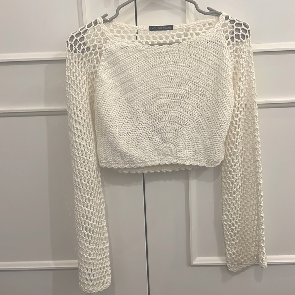 White crochet top, size small.